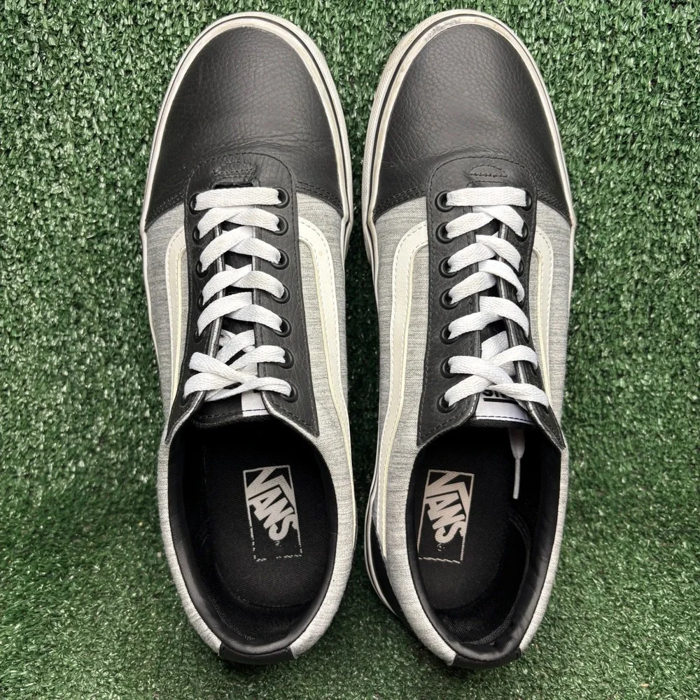 Vans Ward Low Leather Canvas Skater Streetwear Sneaker Black Grey Mens Size 12.0